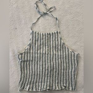 American Eagle Halter Smocked Striped Tank Top